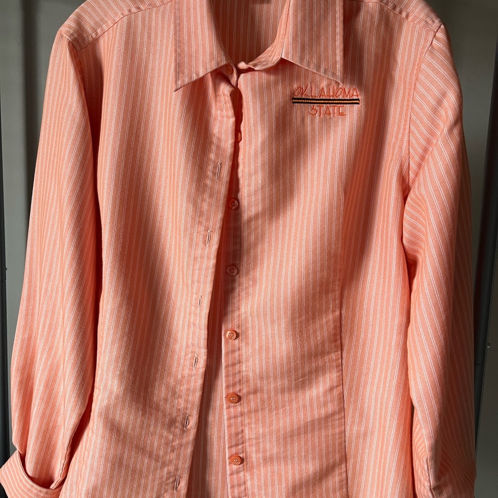 Women’s cut Oklahoma State button down shirt.